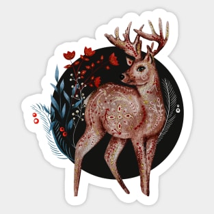 Nordic Folk Art, Woodland Animal Folk Art Stag Sticker